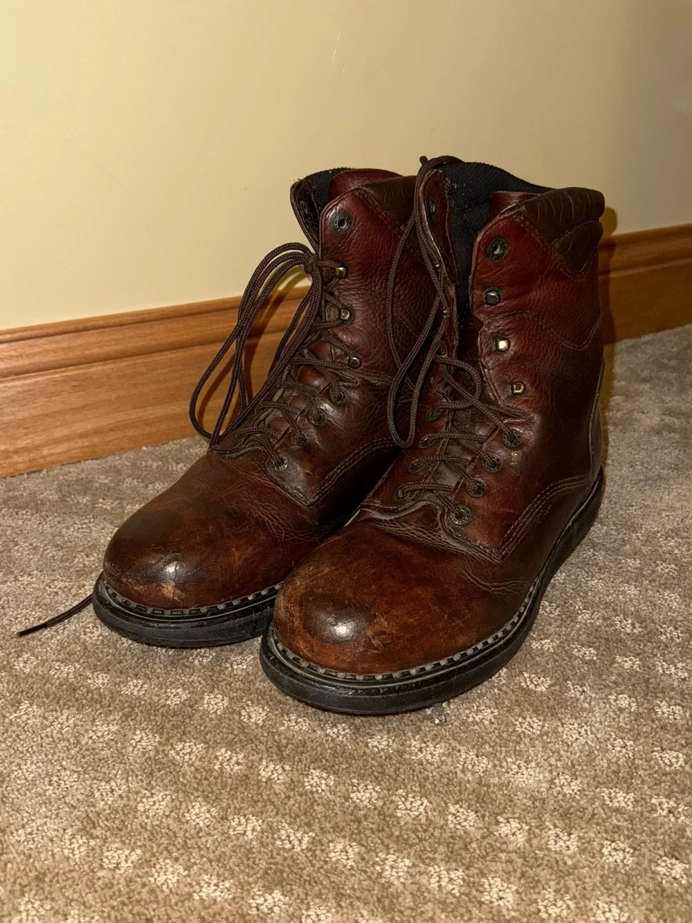 Red Wing Brown Leather Lace-Up Work Boots